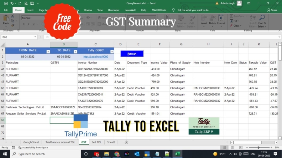 Connect Tally with Excel to Get GST Summary