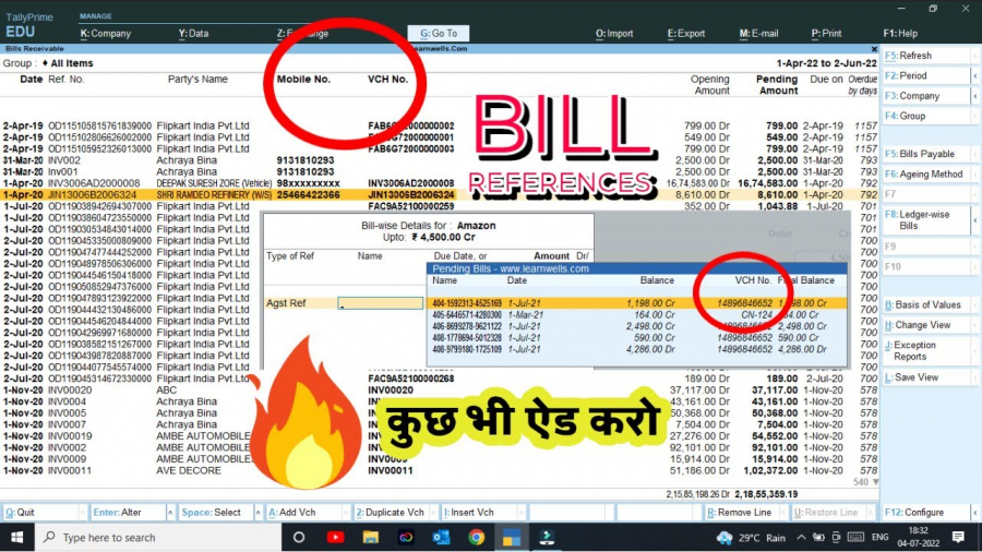 Tally TDL to Modify Bill wise details