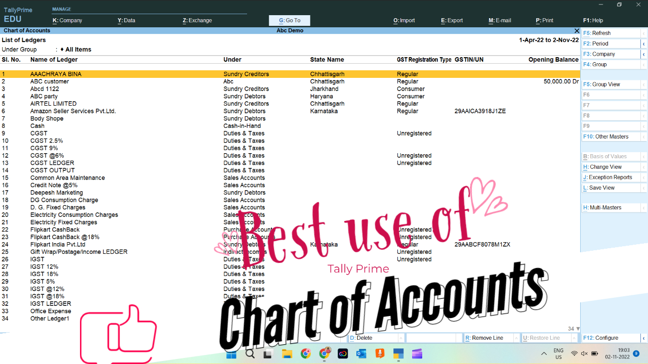 5 Best Usability Of Tally Prime Chart Of Accounts Used And Unused 