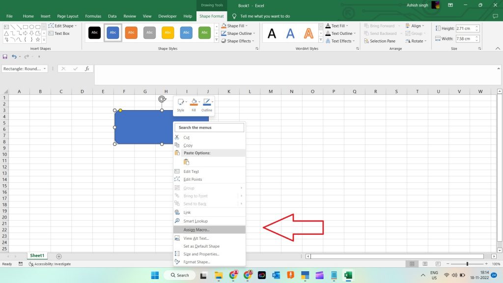 Excel Macro assign a macro