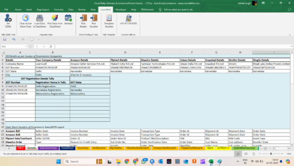 Excel to tally Ecommerce Import