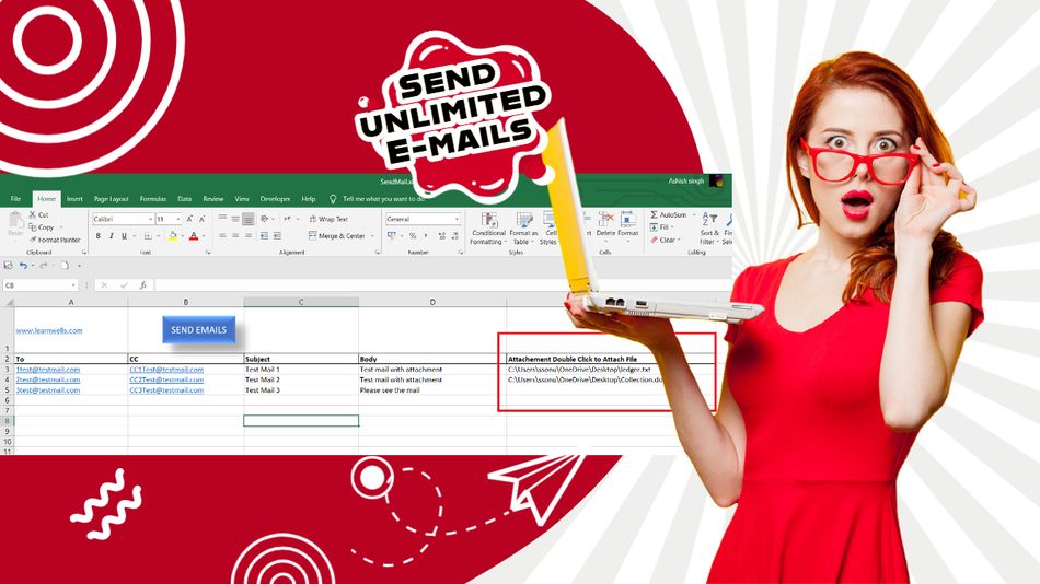 Unlimited Emails with Attachments from Excel