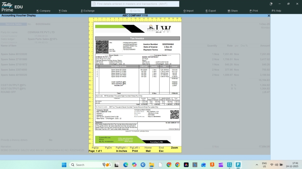 customized invoice for tallyprime
