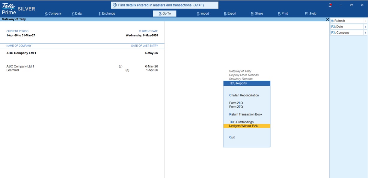 TDS Report in TallyPrime