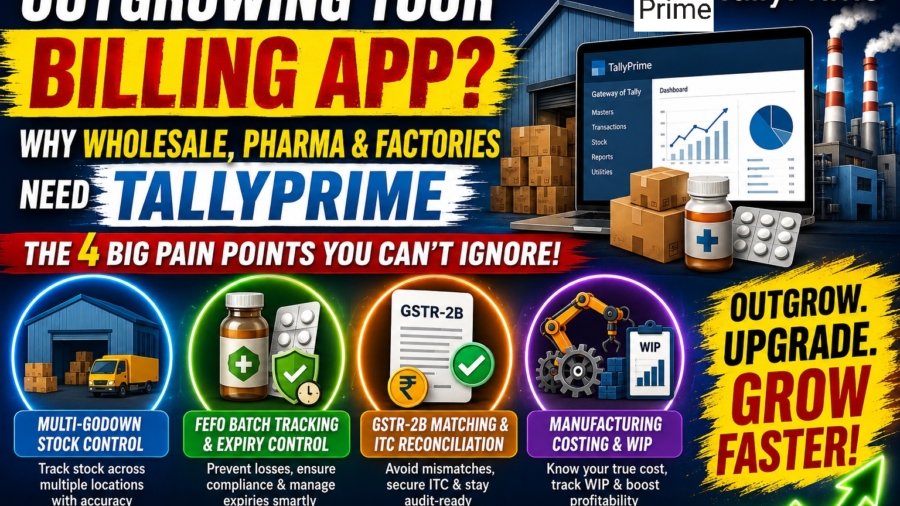 Why Basic Billing Apps Fall Short for Wholesale, Pharma and Manufacturing Businesses - And When TallyPrime Becomes a Need