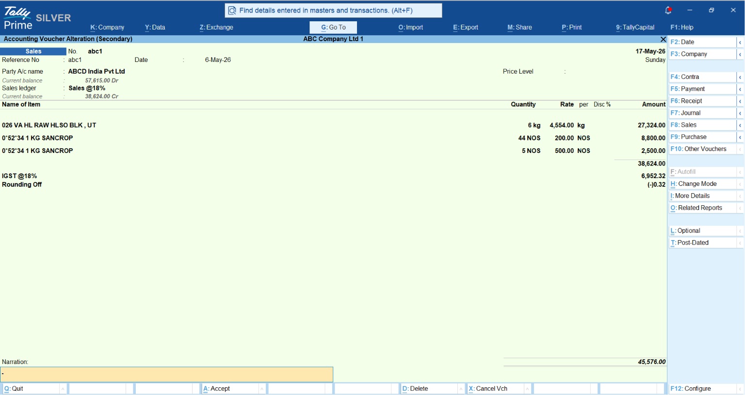SalesInvoice TallyPrime