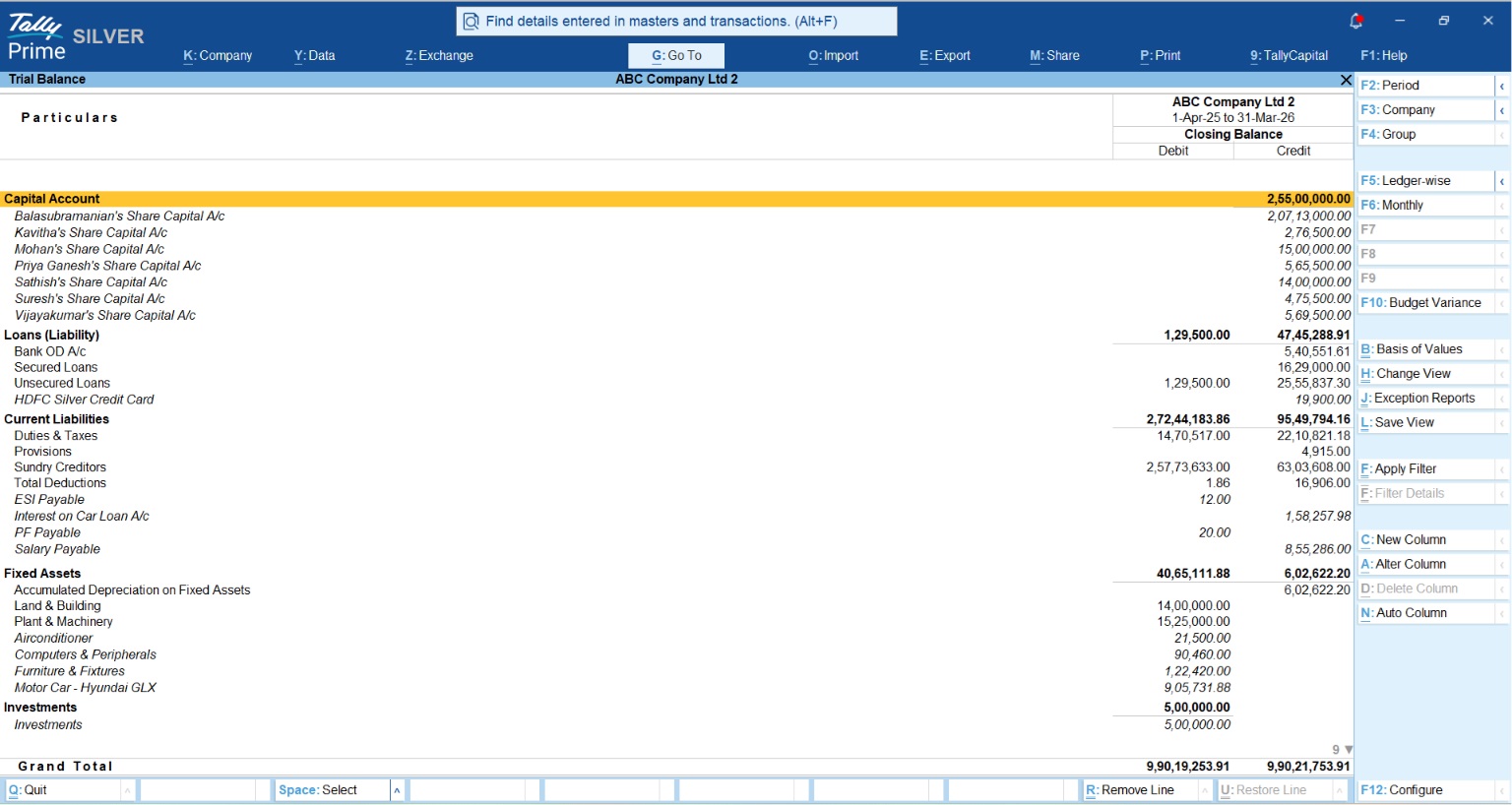 trial balance TallyPrime