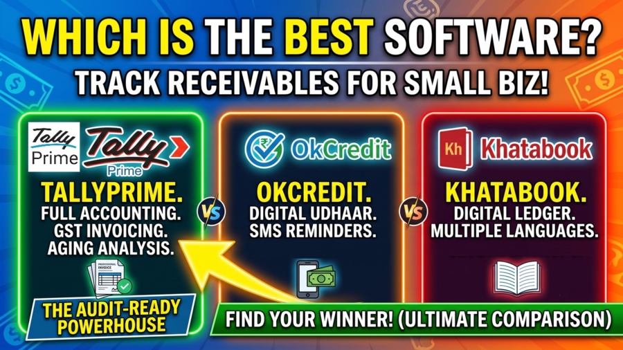 TallyPrime vs. OkCredit vs. Khatabook