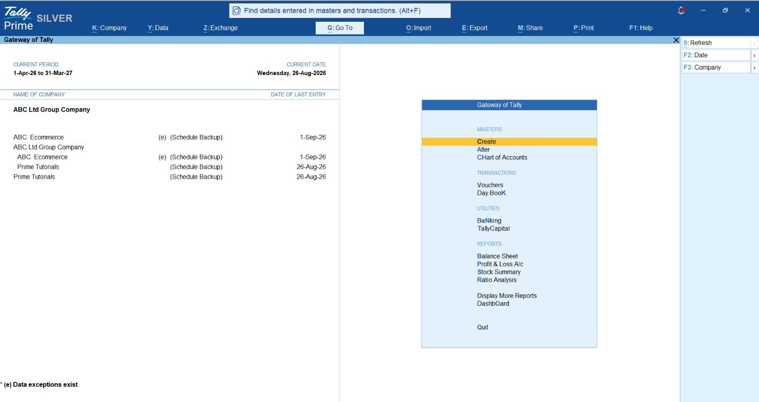 Consolidating Group Company Accounts in TallyPrime